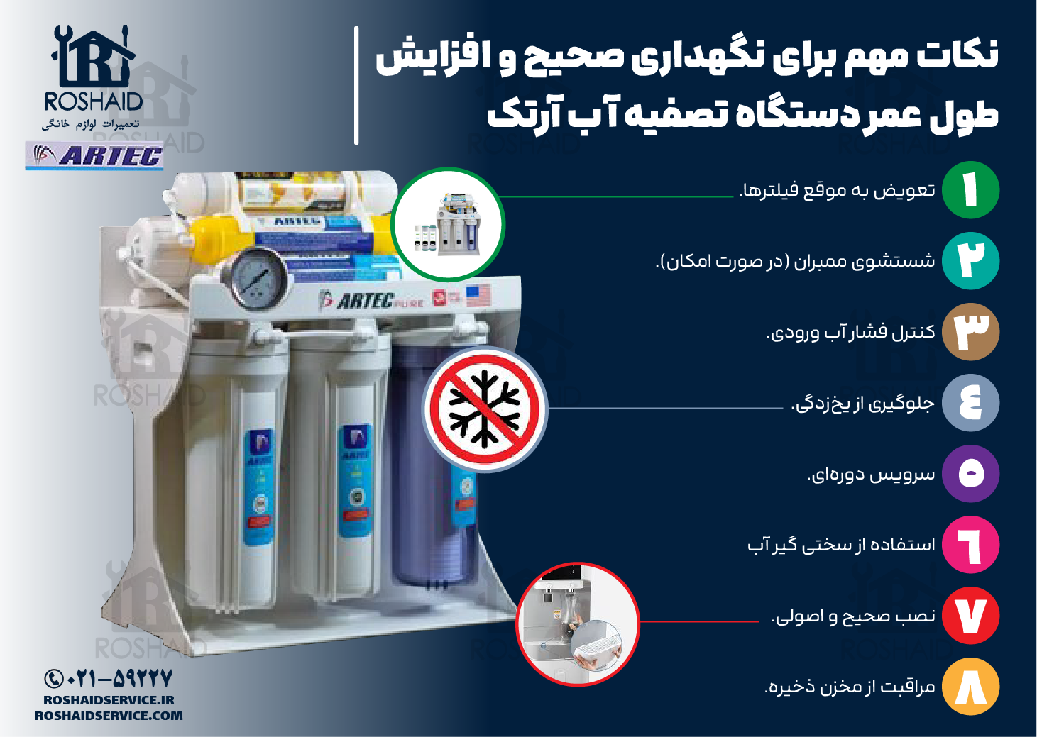 نکات مهم برای نگهداری صحیح و افزایش طول عمر دستگاه تصفیه آب خانگی آرتک